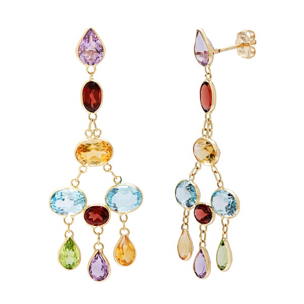 14k Yellow Gold Bezel-set Multi-gemstone Earrings - 15961747 ...