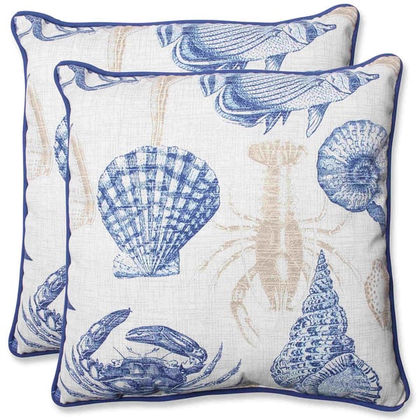 slide 2 of 2, Pillow Perfect 'Sealife' 18.5-inch Outdoor Throw Pillow (Set of 2) Blue