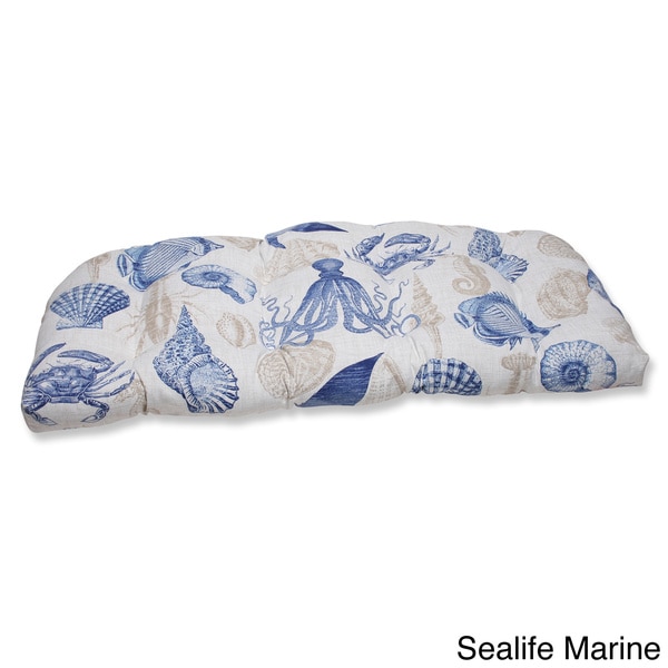 Pillow Perfect Sealife Outdoor Wrought Iron Loveseat Cushion