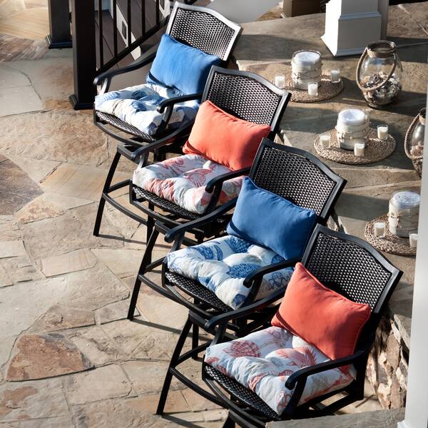 Shop Pillow Perfect Sealife Outdoor Wicker Seat Cushion Set Of