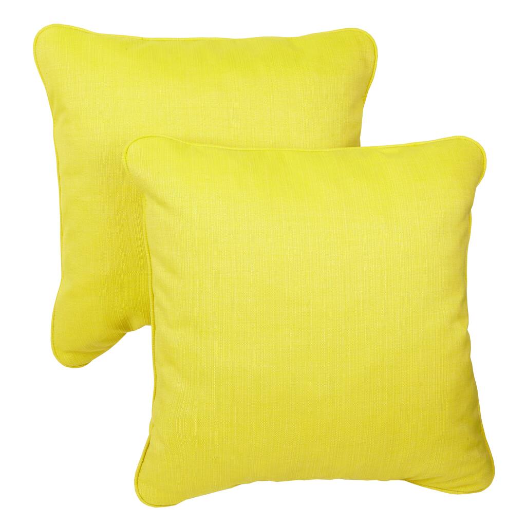 Yellow/ Green Corded Indoor/ Outdoor Square Throw Pillows with Sunbrella Fabric (Set of 2)