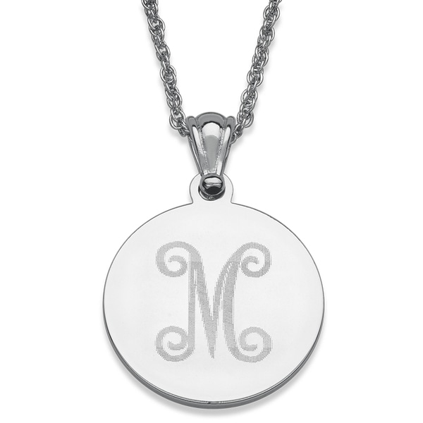Shop Silver Plated Engraved Initial Circle Necklace Free Shipping On