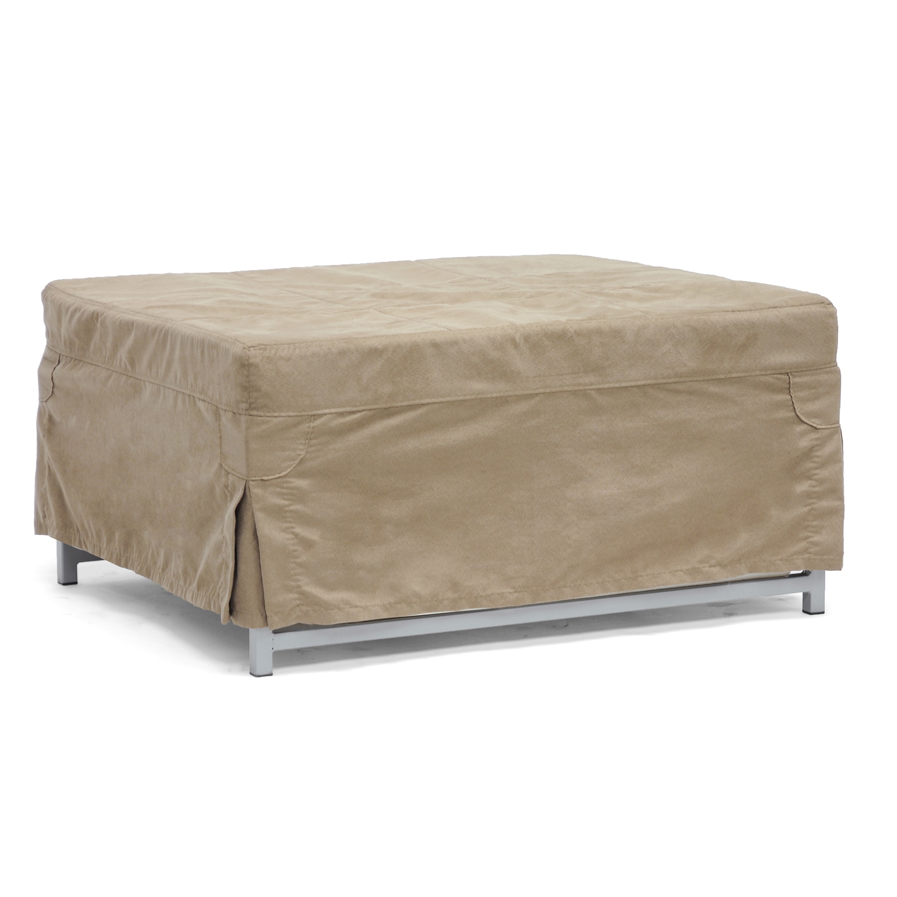 Baxton Studio Evelyn Tan Microfiber Convertible Sleeper Ottoman