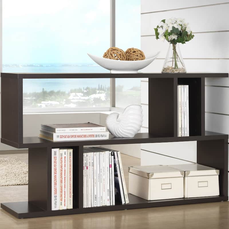 Porch & Den Hanalei Modern Dark Brown Geometric Shelf