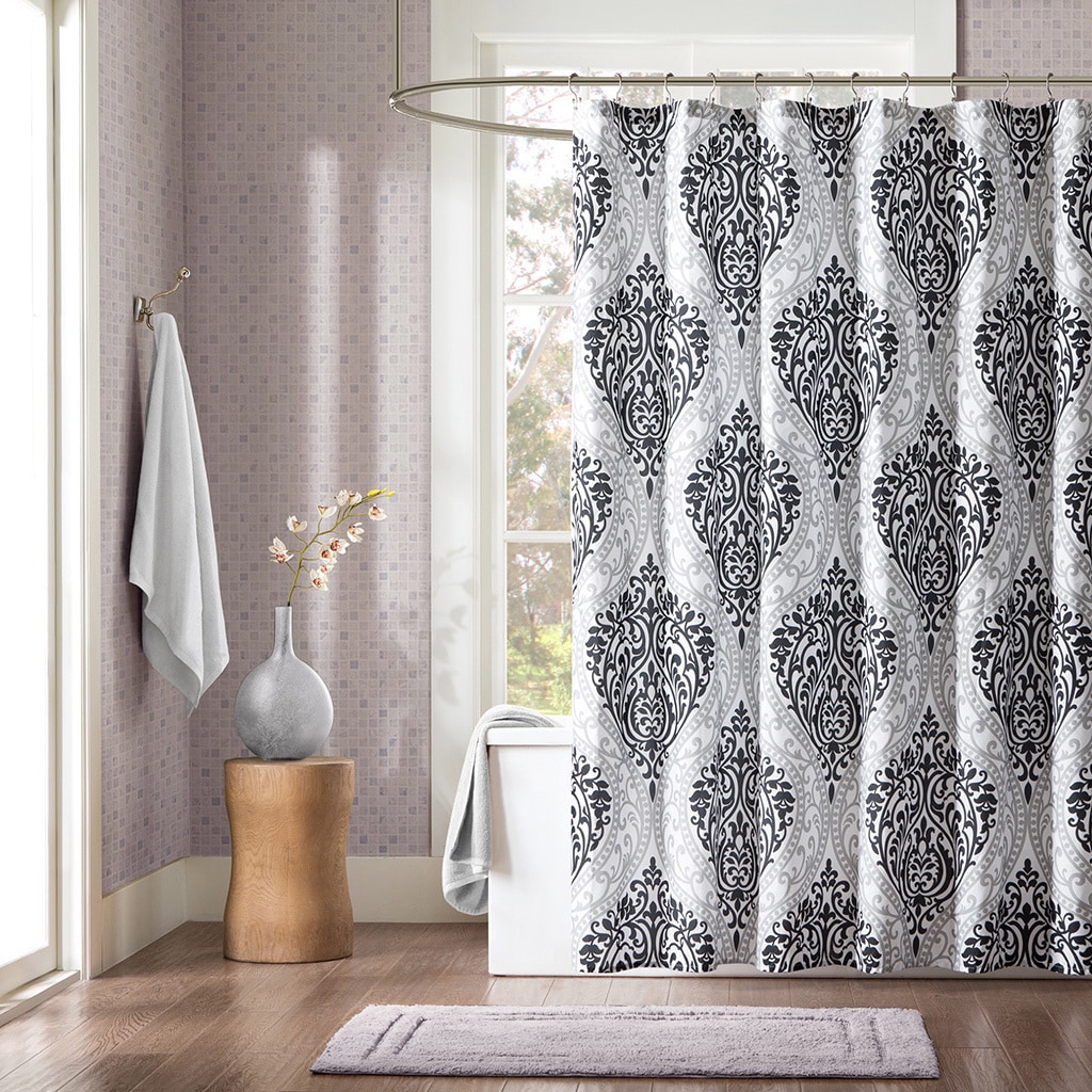 Id Sydney Black Damsk Print Shower Curtain