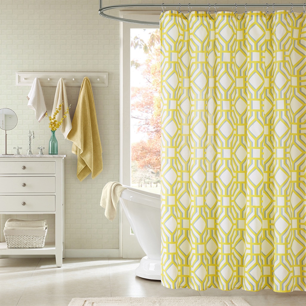 Id Alana Yellow Geometric Shower Curtain