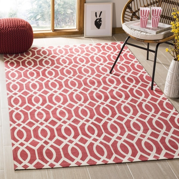 Safavieh Hand-loomed Cedar Brook Red/ Ivory Cotton Rug - 7'3 x 9'3
