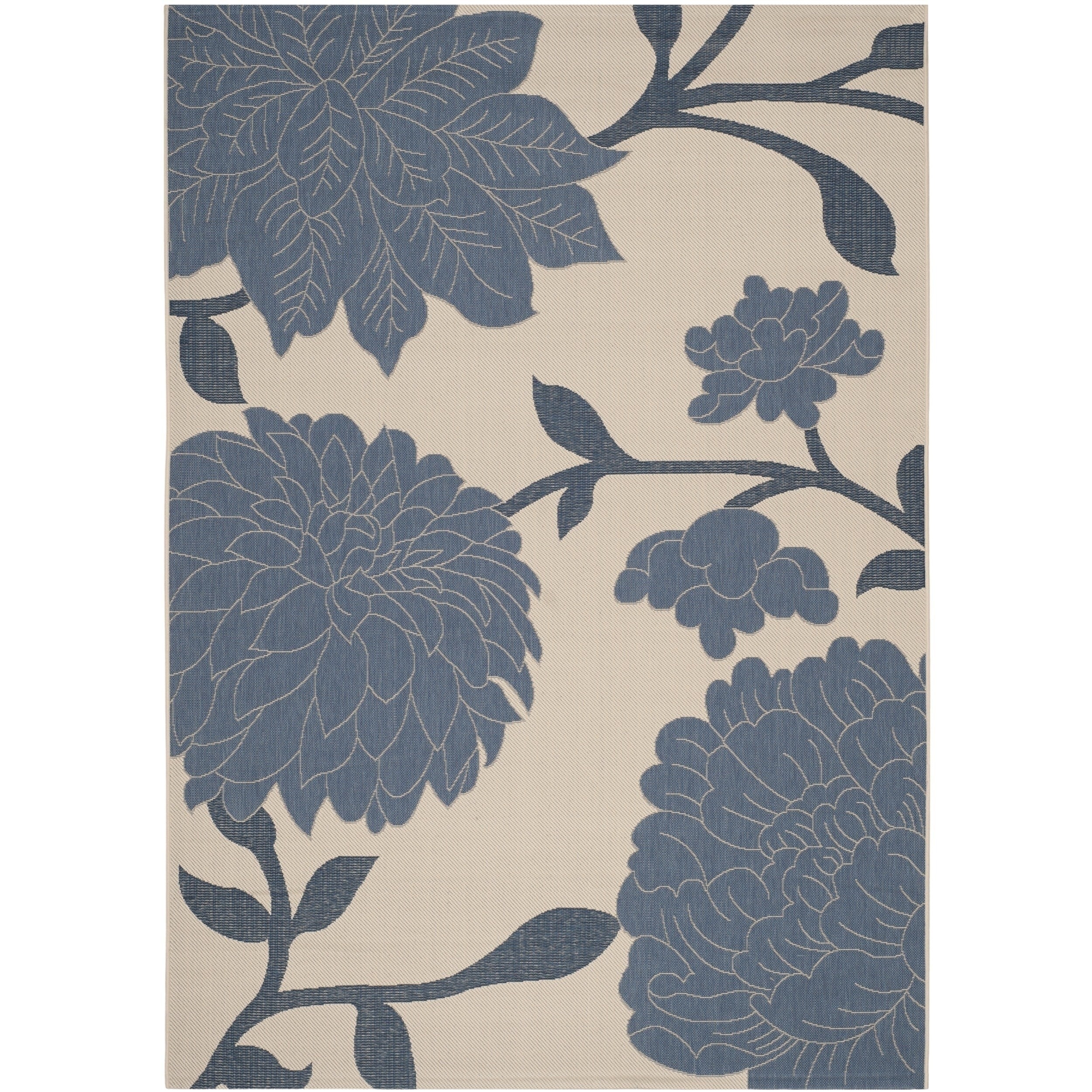 Safavieh Indoor/ Outdoor Courtyard Beige/ Blue Rug (67 X 96)