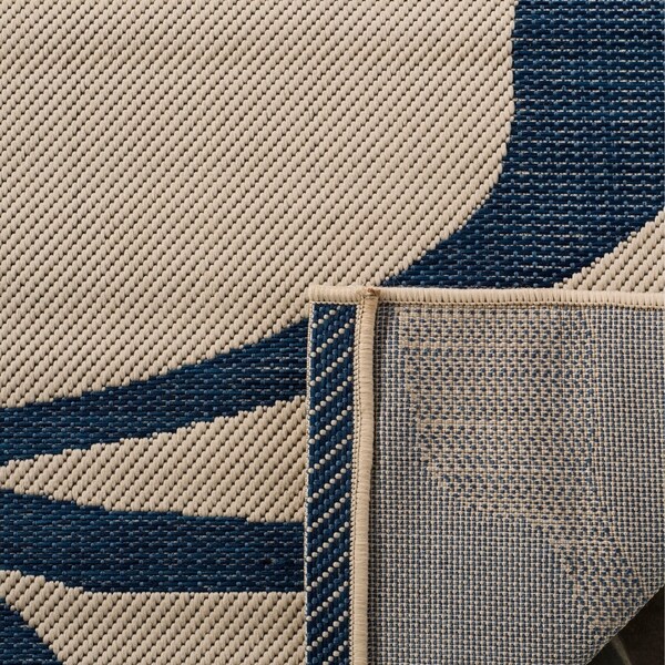 Shop Safavieh Indoor/ Outdoor Courtyard Beige/ Blue Rug 6'7" x 9'6