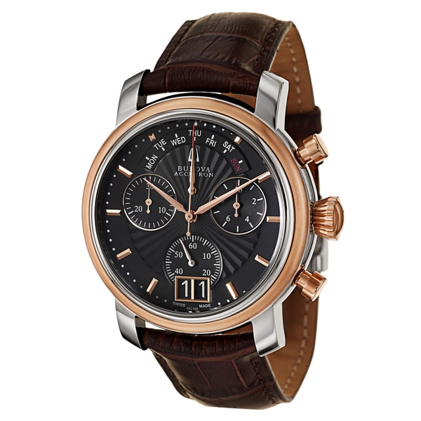 Bulova Accutron Mens Amerigo Stainless Steel Brown Leather