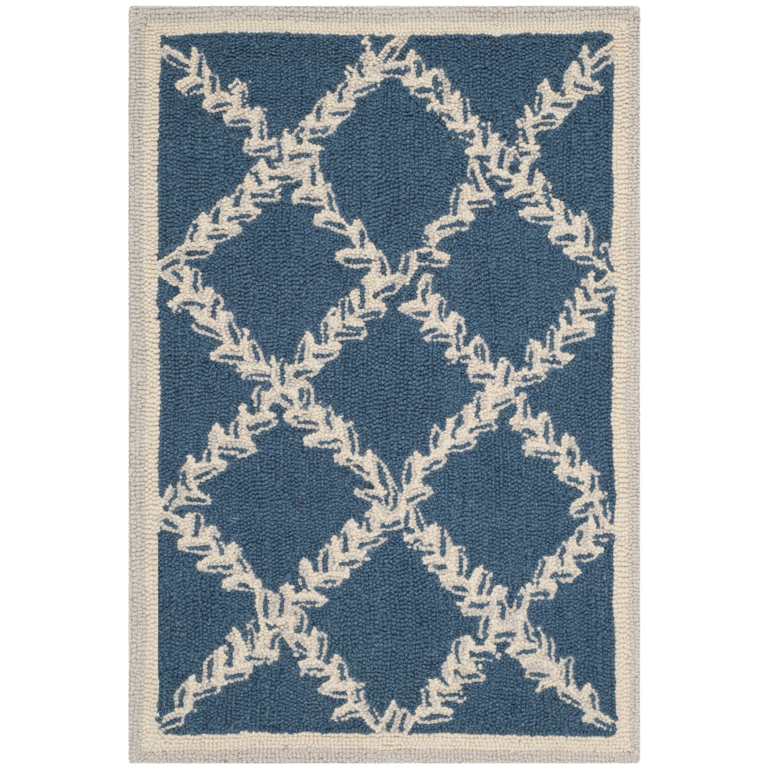 Safavieh Hand hooked Chelsea Navy/ Cream Wool Rug (26 X 4)