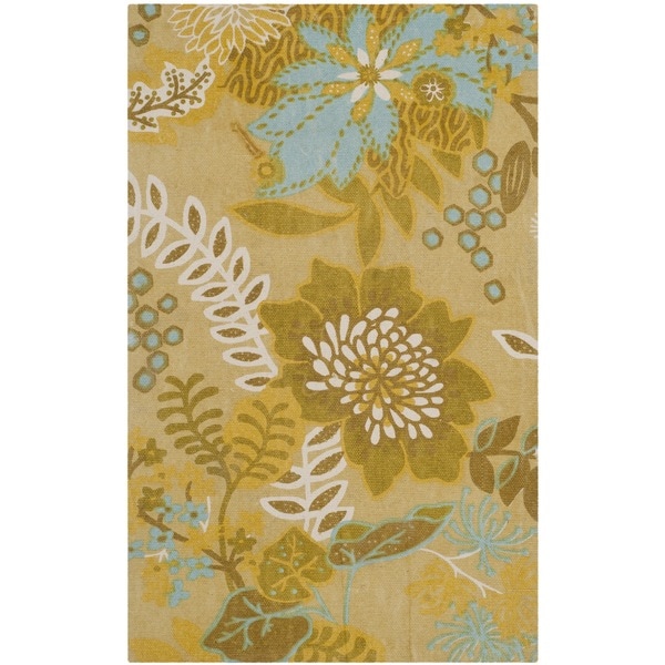 Safavieh Hand-loomed Cedar Brook Citron/ Blue Cotton Rug - 2'3 x 3'9
