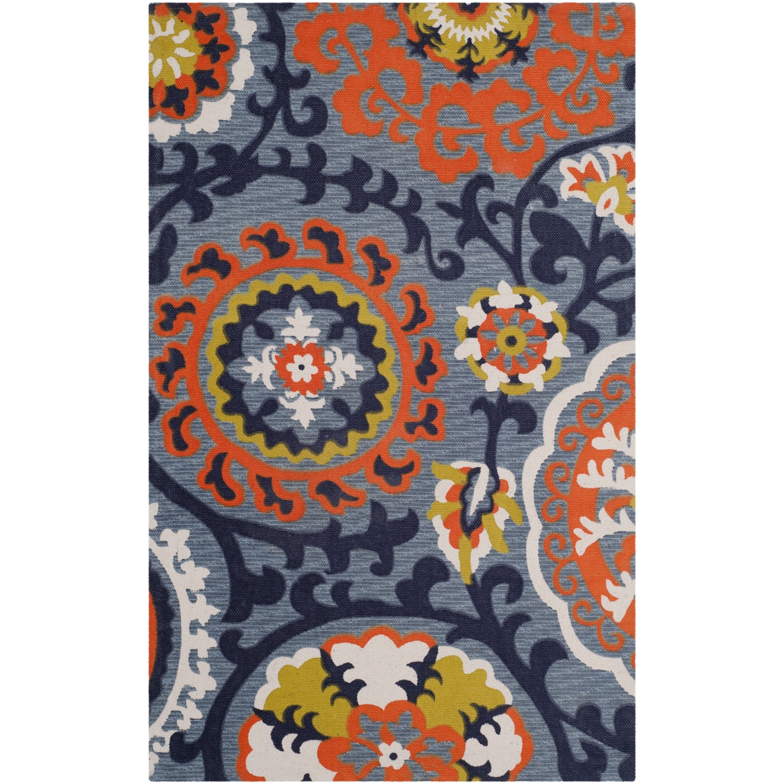 Safavieh Hand loomed Cedar Brook Blue/ Orange Cotton Rug (23 X 39)