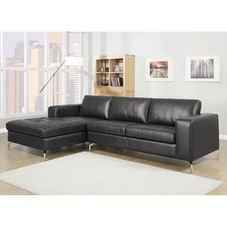 Lazenby Black Leather Modern Sectional Sofa - Overstock - 8721425