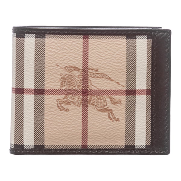 Burberry 'Hipfold' Beige/ Black Haymarket Bi fold Wallet Burberry Designer Wallets