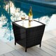 Weston Outdoor Wicker Side Table with Glass Top by Christopher Knight Home - Thumbnail 0