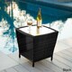 Weston Outdoor Wicker Side Table with Glass Top by Christopher Knight Home - Thumbnail 1