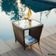 Weston Outdoor Wicker Side Table with Glass Top by Christopher Knight Home - Thumbnail 3