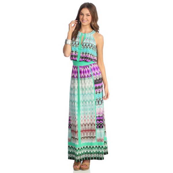 Shop London Times Women's Multicolor Printed Halter Maxi Dress - Free ...