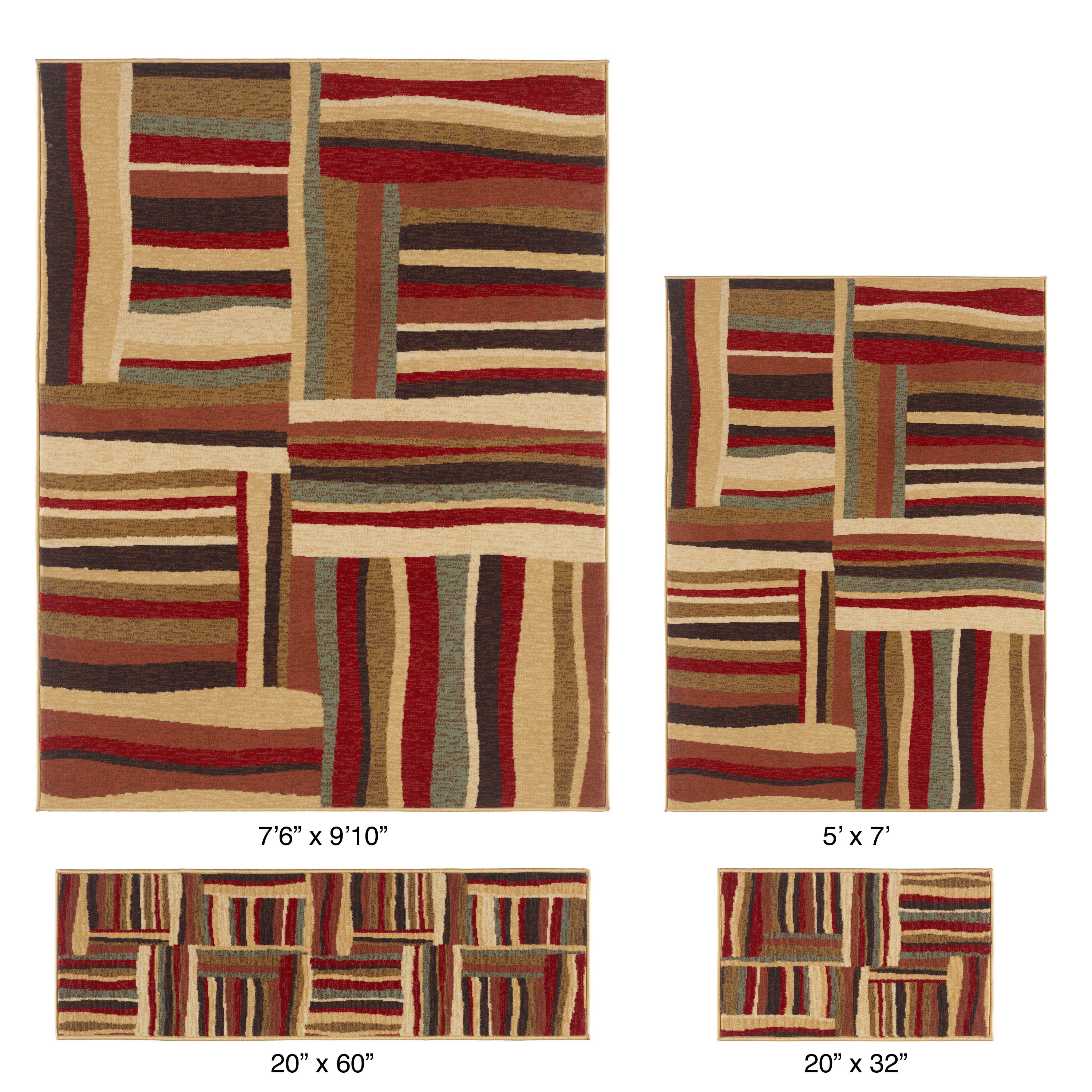 Contemporary Lagoon 4560 Multicolored Area Rugs (set Of 4)