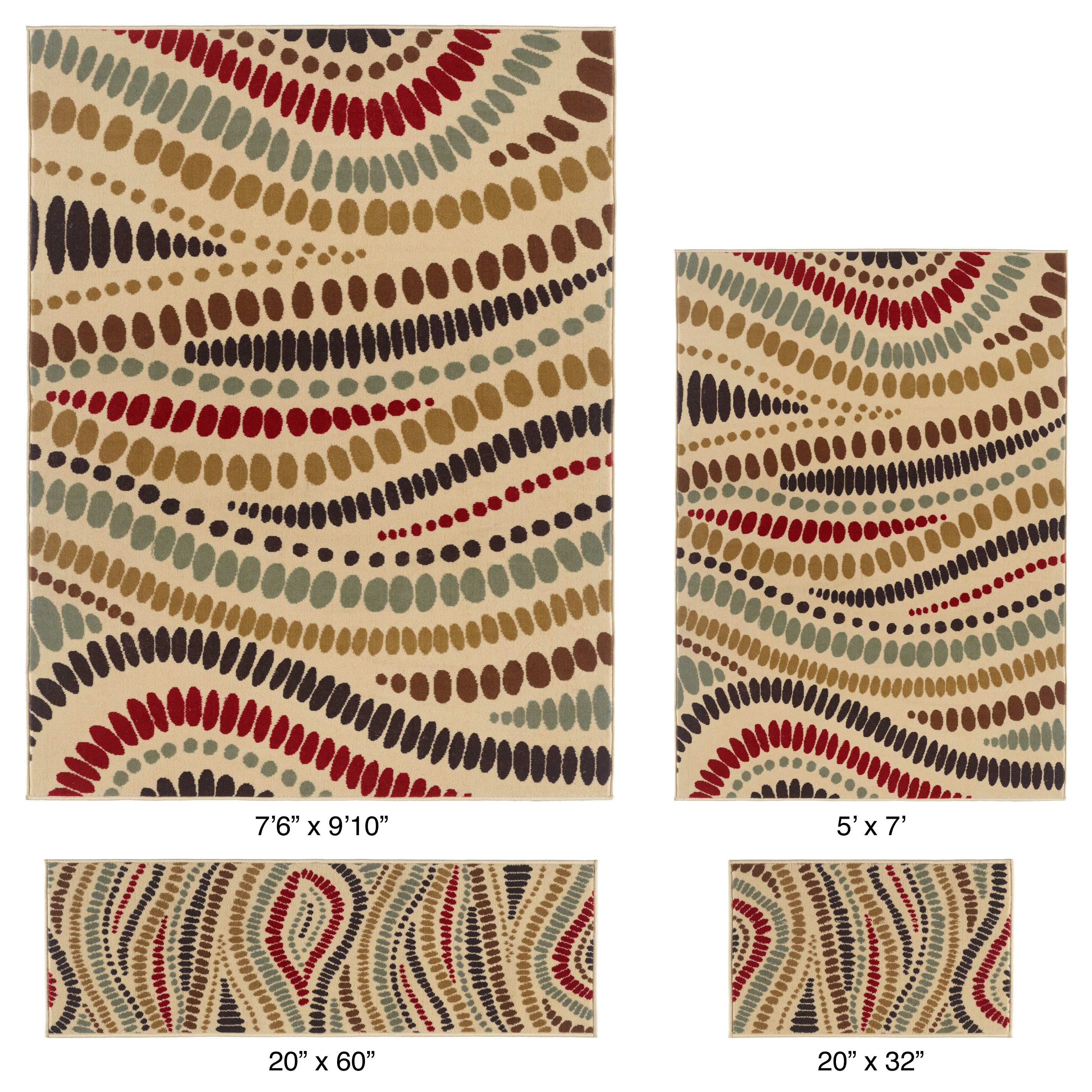 Contemporary Lagoon 4512 Beige Area Rugs (set Of 4)