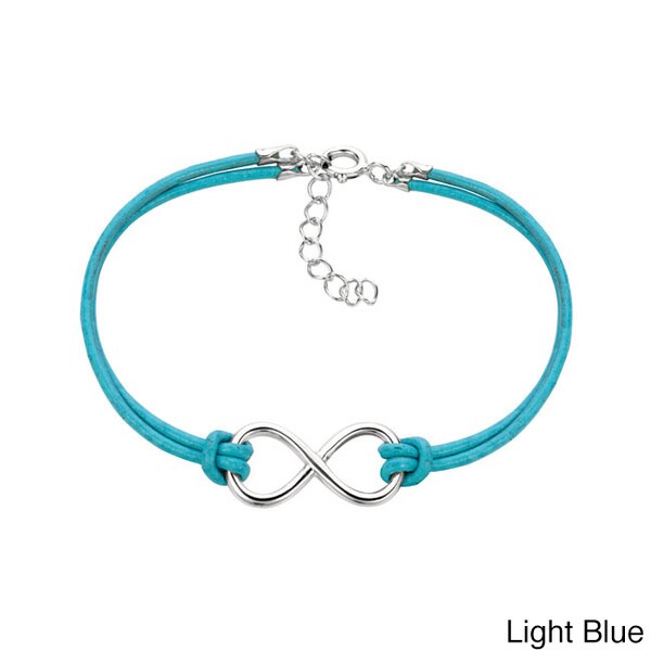 925 Sterling Silver Infinity Colored Cord Bracelet Sterling Silver Bracelets