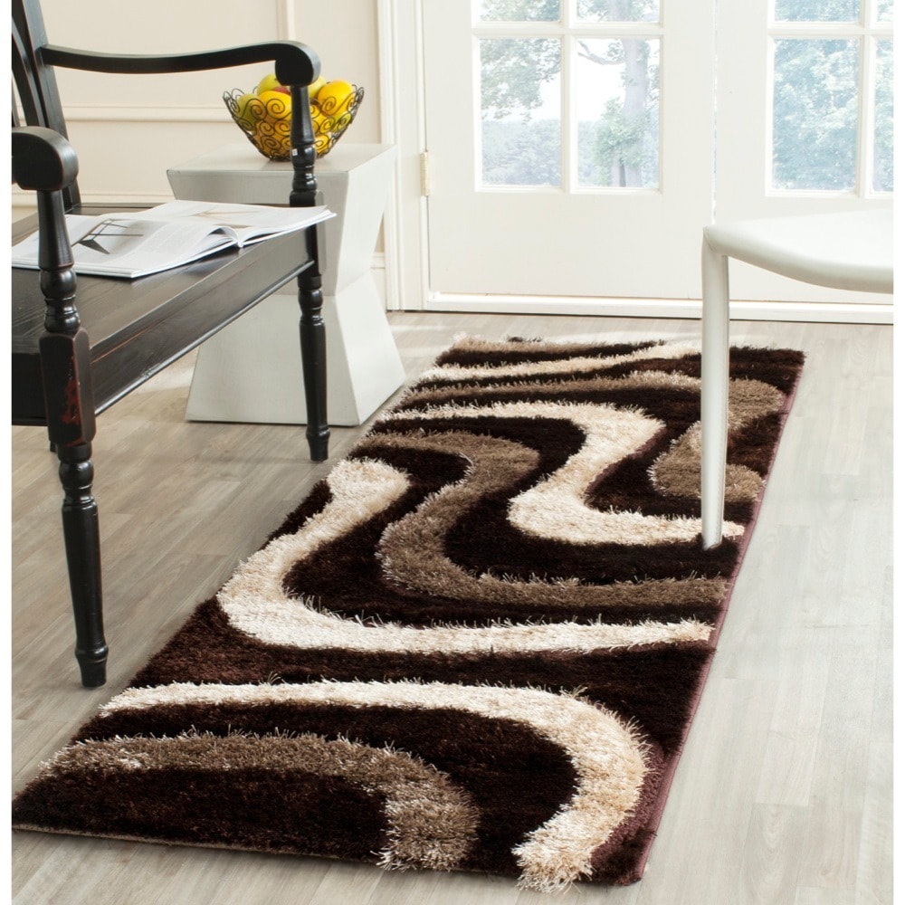 Safavieh Shag Brown/ Beige Rug (23 X 7)