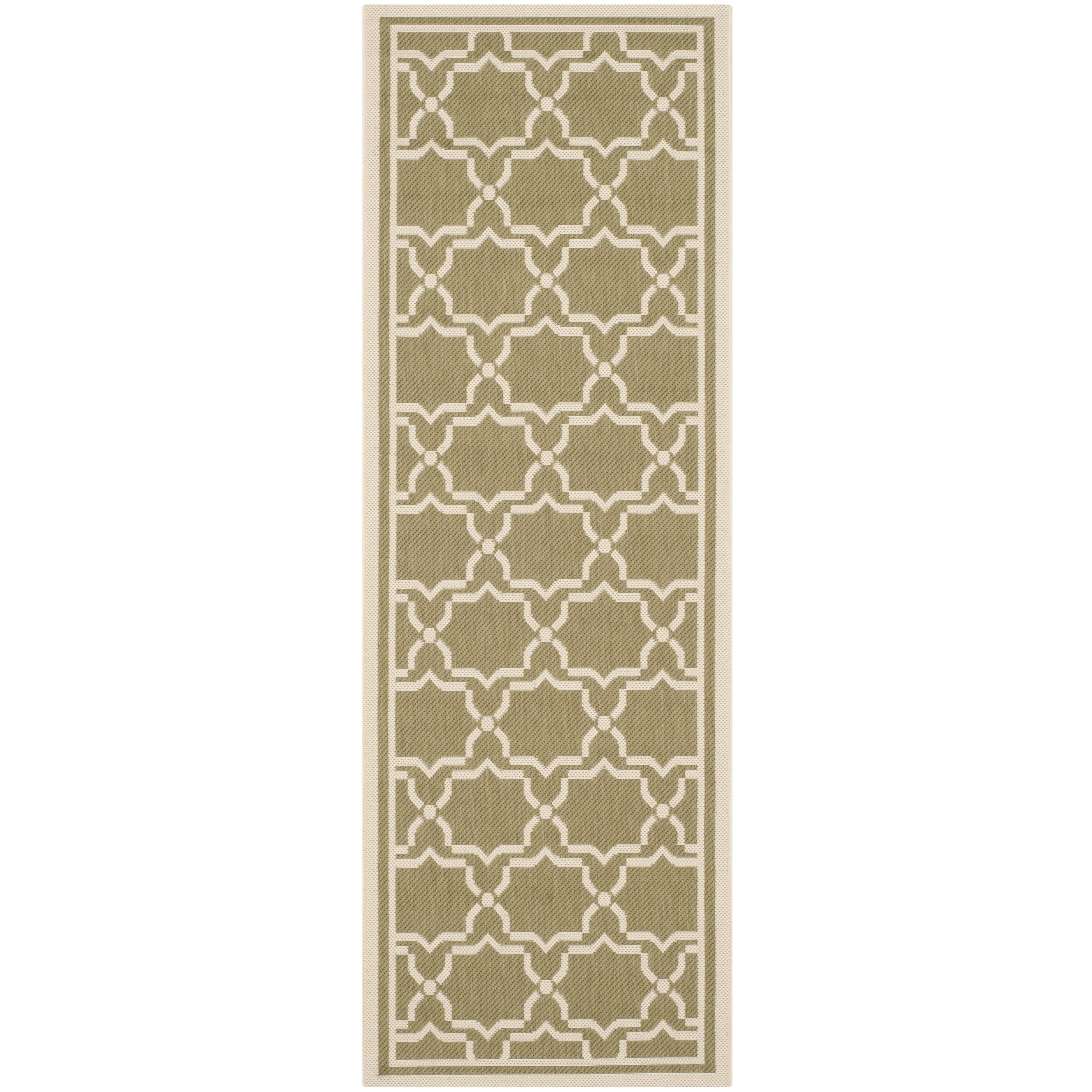 Safavieh Indoor/ Outdoor Courtyard Green/ Beige Rug (23 X 8)