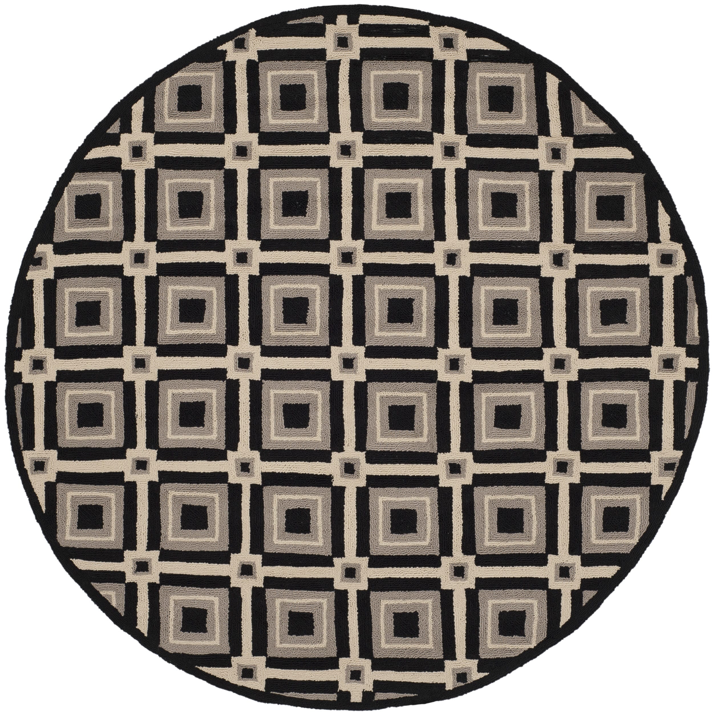 Safavieh Indoor/ Outdoor Four Seasons Black/ Grey Rug (6 Round)