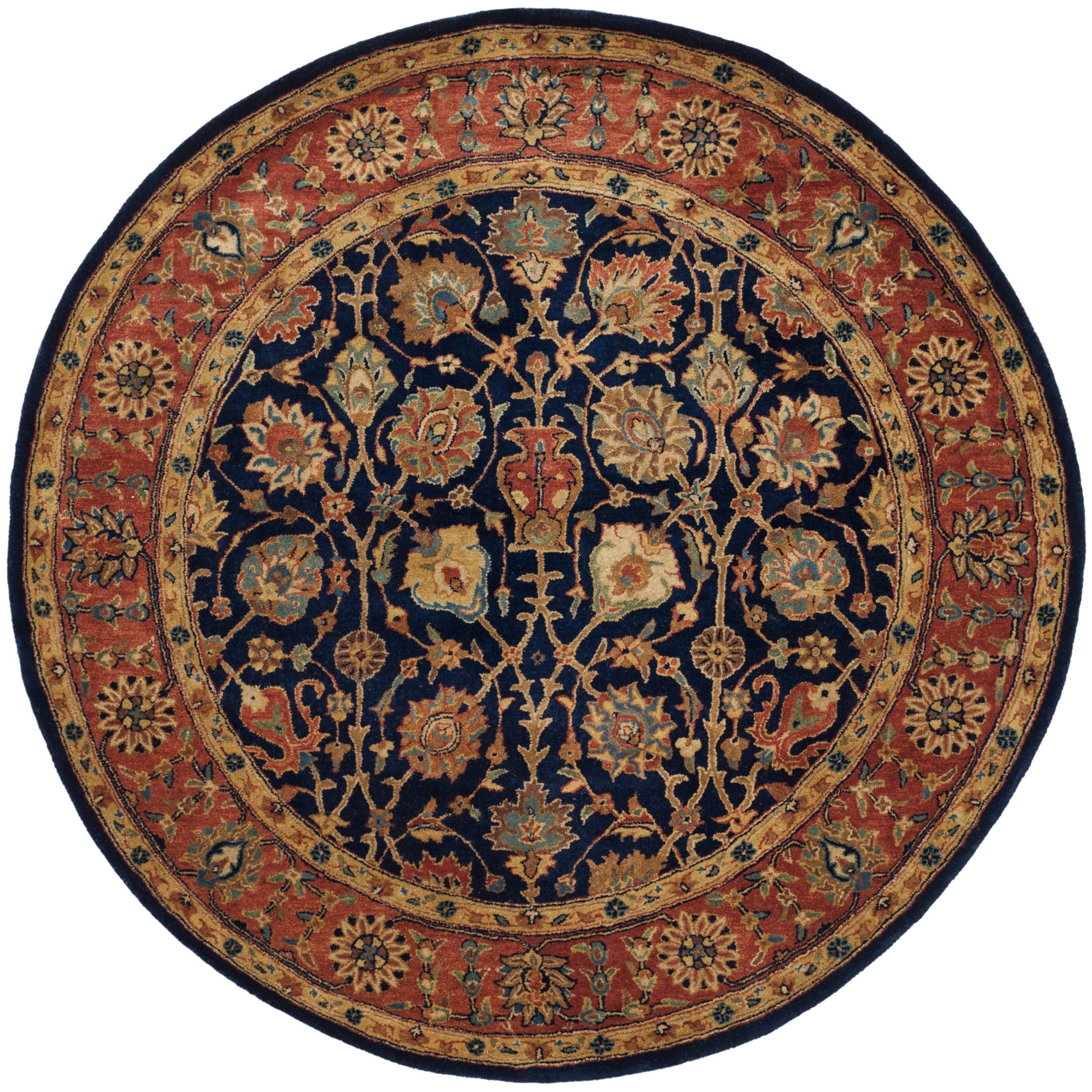 Shop Safavieh Handmade Persian Legend Navy/ Rust Wool Rug - 6' Round