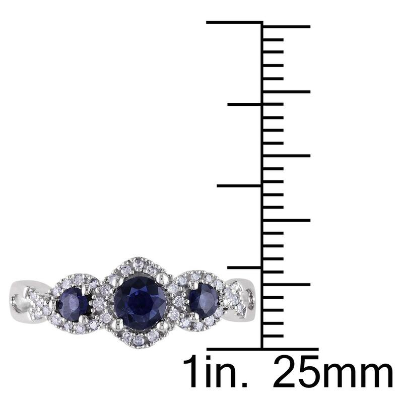 Sapphire and 1/8ct TDW Diamond 3-stone Infinity Engagement Ring in 10k White Gold by Miadora