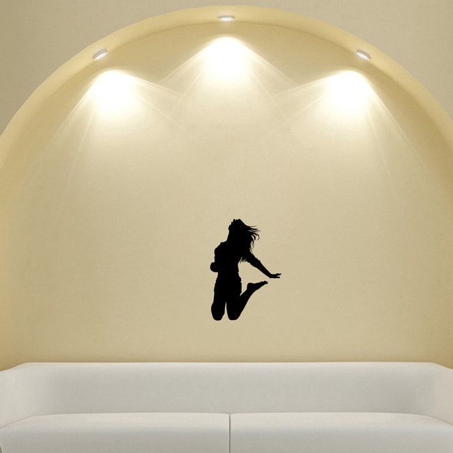 Girl Dancing Silhouette Wall Vinyl Decal (Glossy blackDimensions 25 inches wide x 35 inches long )