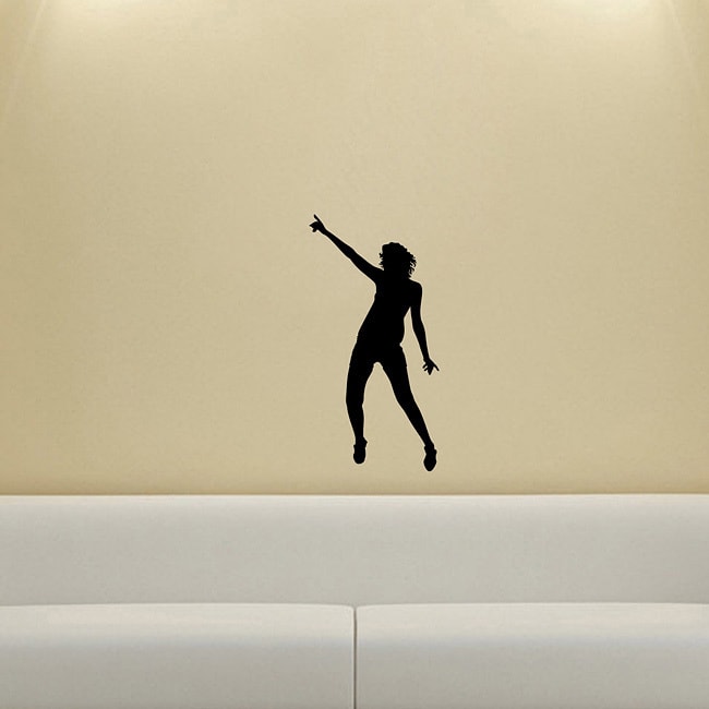 Girl Dancing Silhouette Wall Vinyl Decal (Glossy blackDimensions 25 inches wide x 35 inches long )