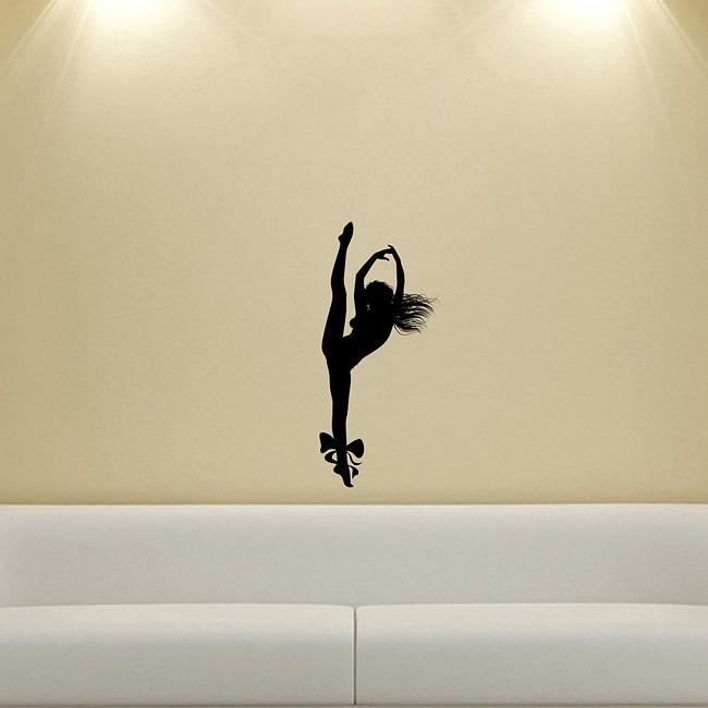 Girl Dancing Silhouette Wall Vinyl Decal (Glossy blackDimensions 25 inches wide x 35 inches long )