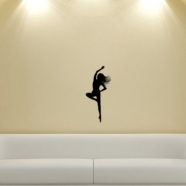 Girl Dancing Silhouette Wall Vinyl Decal (Glossy blackDimensions 25 inches wide x 35 inches long )