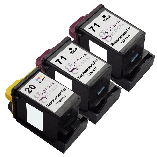 Sophia Global Remanufactured Ink Cartridge For Lexmark 71 And Lexmark 20 (2 Black, 1 Color)