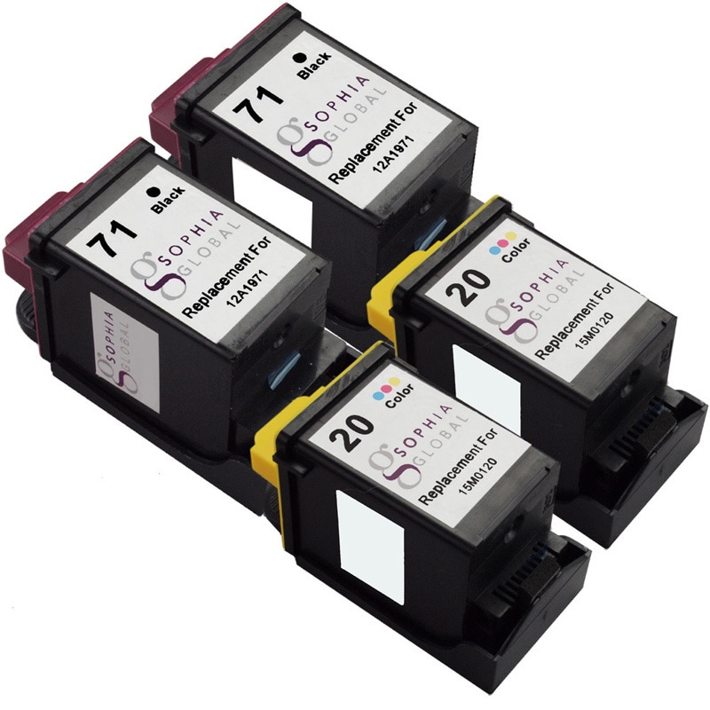 Sophia Global Remanufactured Ink Cartridge For Lexmark 71 And Lexmark 20 (2 Black, 2 Color)