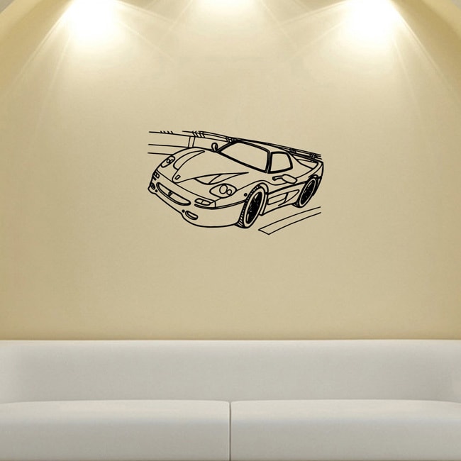 Racing Ferrari Highway Wall Vinyl Decal (Glossy blackDimensions 25 inches wide x 35 inches long )