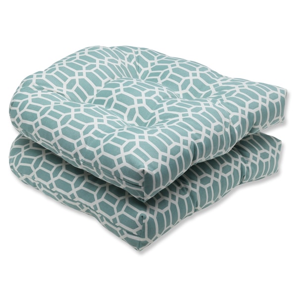 Pillow Perfect Seeing Spots Wicker Seat Outdoor Cushions (Set of 2)