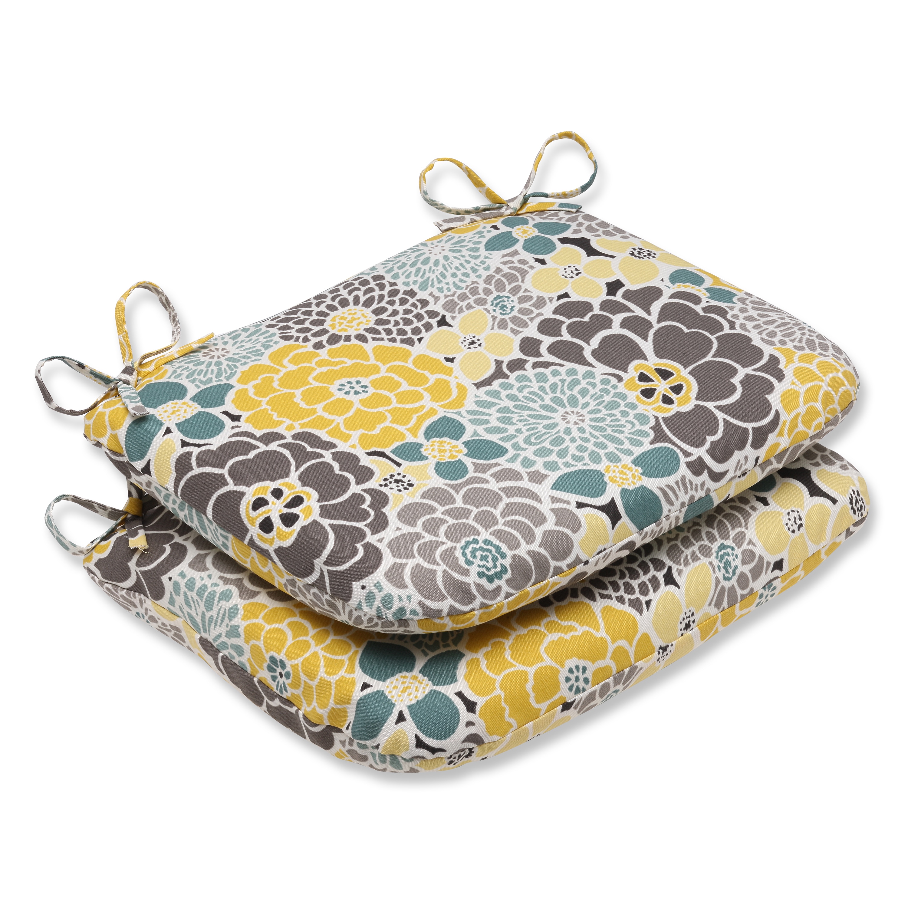 Pillow Perfect Full Bloom Rounded Corners Outdoor Seat Cushions (set Of 2)