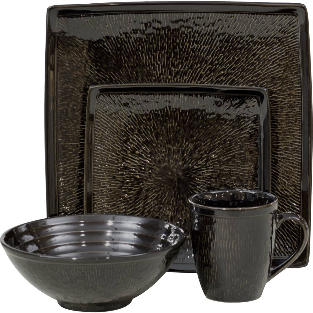 Galaxy Black 16-piece Dinnerware Set