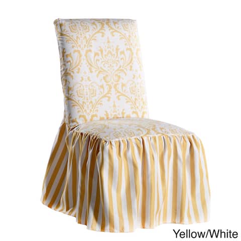 Damask and Stripe Dining Chair Slipcover (Set of 2)
