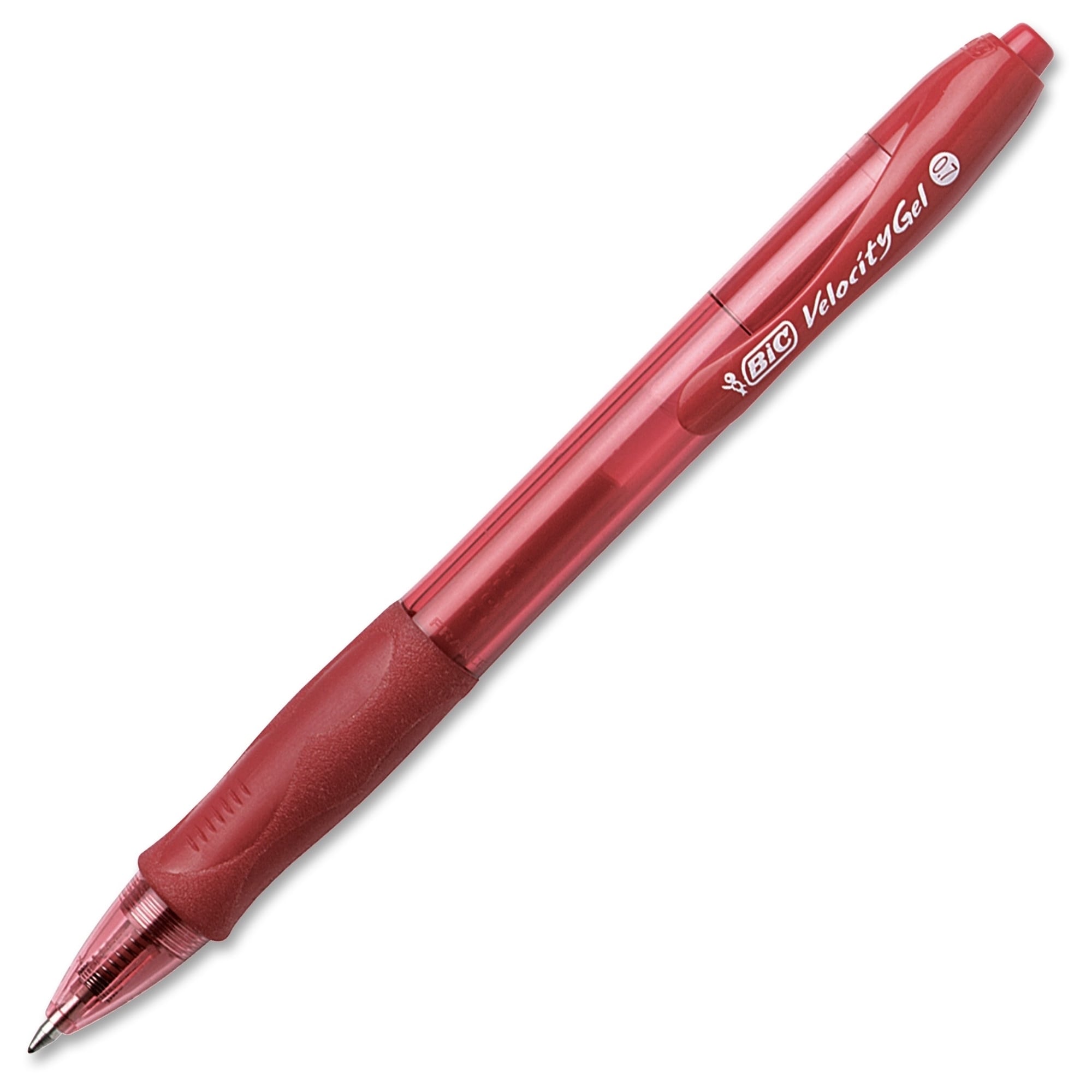 Bic Velocity Retractable Gel Pen Refillable Medium Point (0.7 Mm) Red (pack Of 12) (Red barrel and red inkModel BICRLC11RDDimensions 1.6 x 6 x 2.8Pack of 12 )