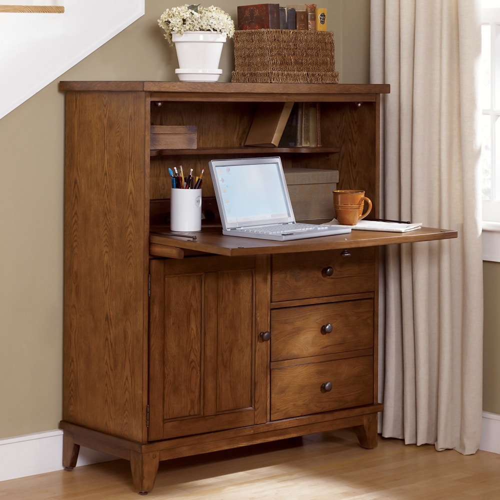 Liberty Rustic Oak Heathstone Computer Cabinet