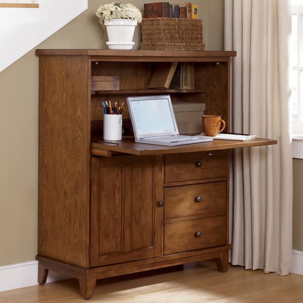 Shop Liberty Rustic Oak Heathstone Computer Cabinet Free