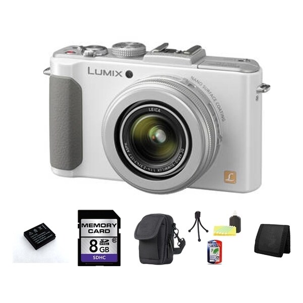 Panasonic Lumix DMC-LX7 10.1MP White Digital Camera 8GB Bundle