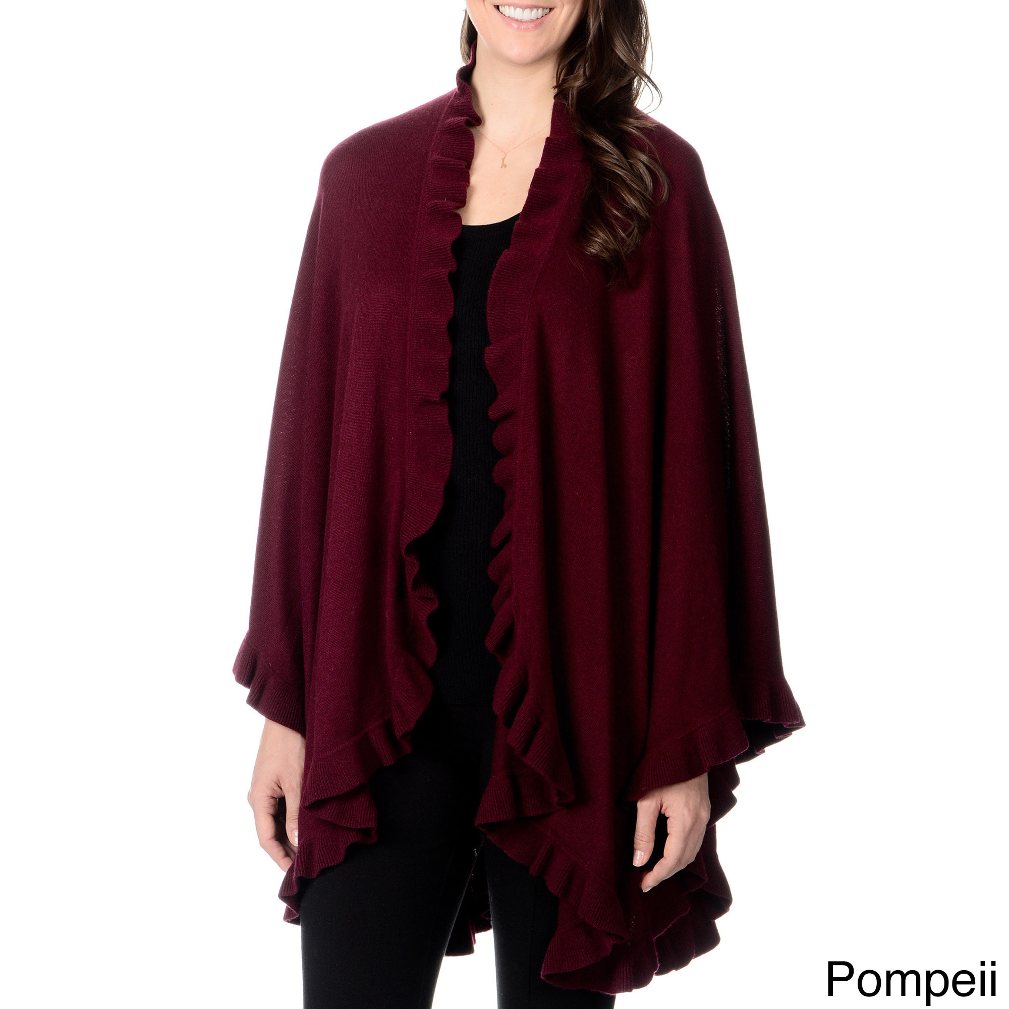 Ply Cashmere Womens Ruffled Collar Wrap (one Size)