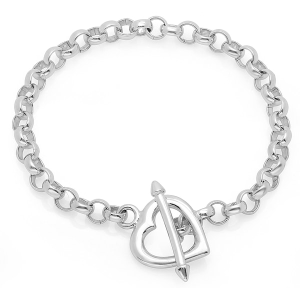 Roberto Martinez Silver 7 5 Inch Arrow Heart Toggle Bracelet Roberto Martinez Silver 7 5 Inch Arrow Heart Toggle Bracelet