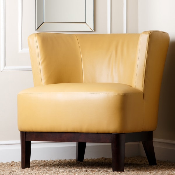 Abbyson Living Clark Yellow Bonded Leather Accent Chair Bed