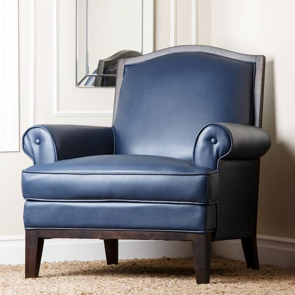 Shop Abbyson Living Kent Royal Blue Bonded Leather Armchair Overstock 8747364